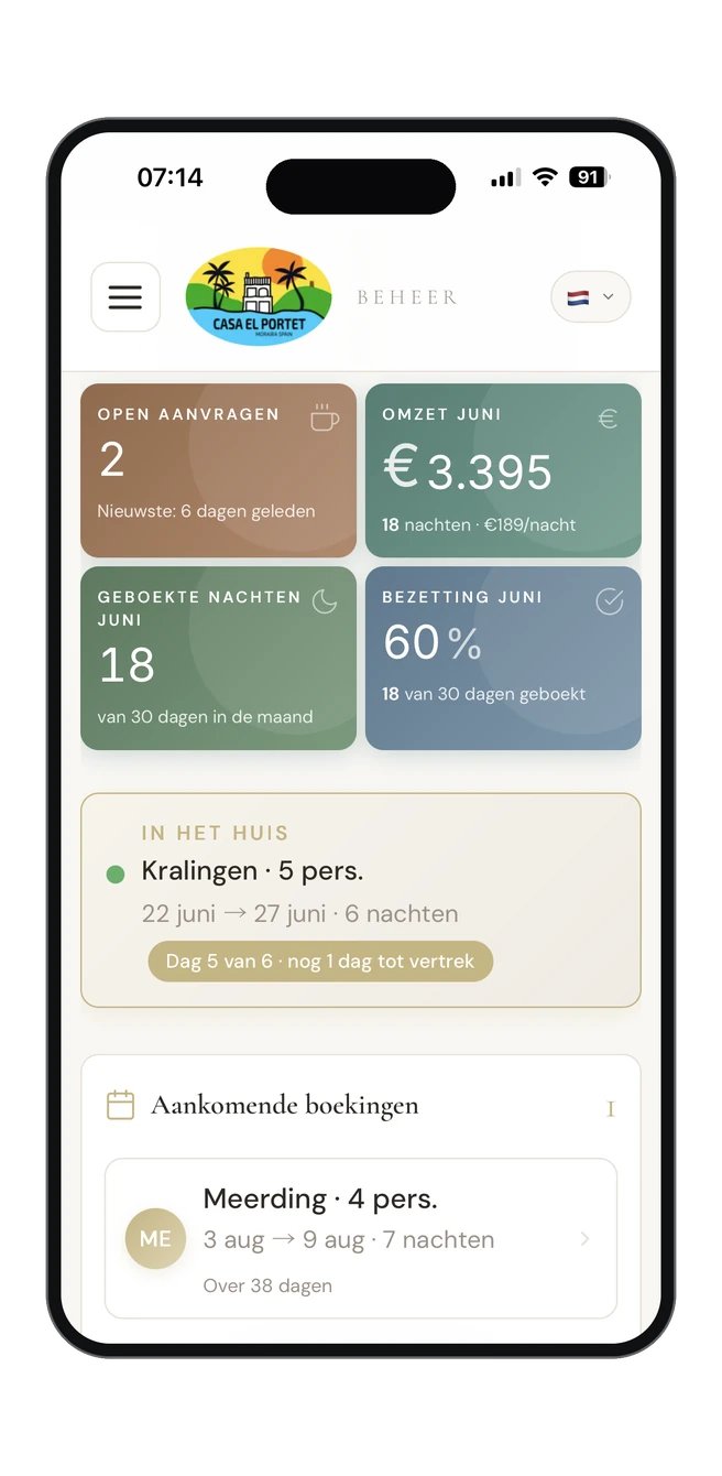 Casa Hero beheerpaneel screenshot